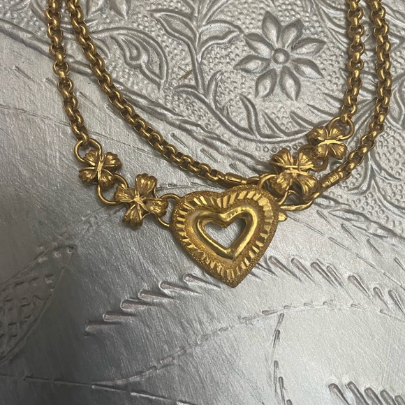 23k solid gold heart flower clover necklace - Picture 9 of 12